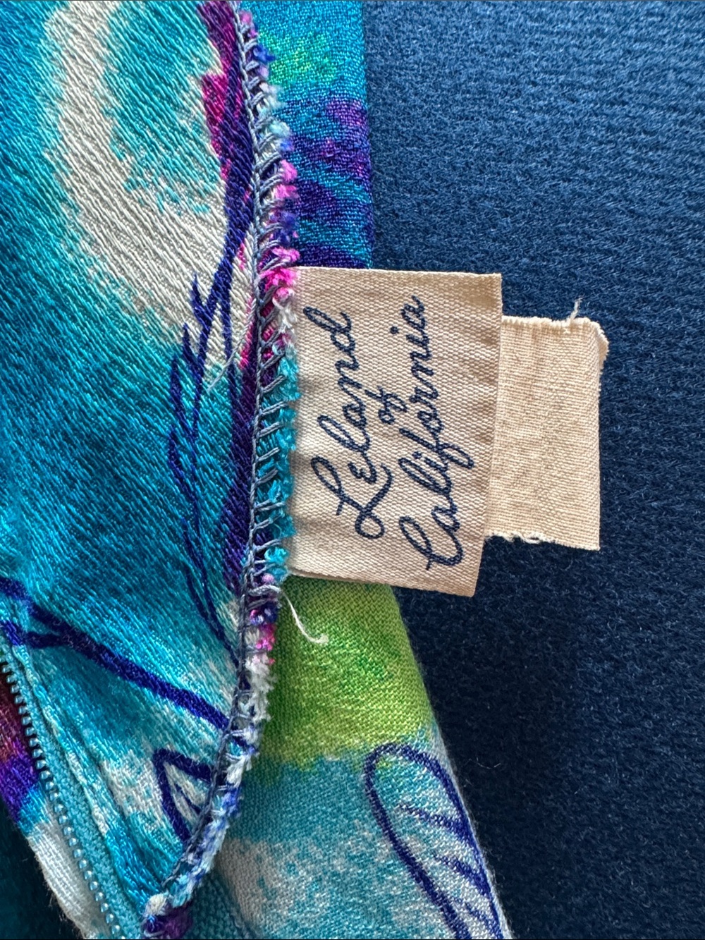 Vintage Vibrant Peacock Print Caftan - Teal, Green & Magenta - Picture 6 of 8